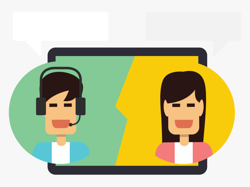 Customer and agent on a call illustration clip art at call center Guatemala