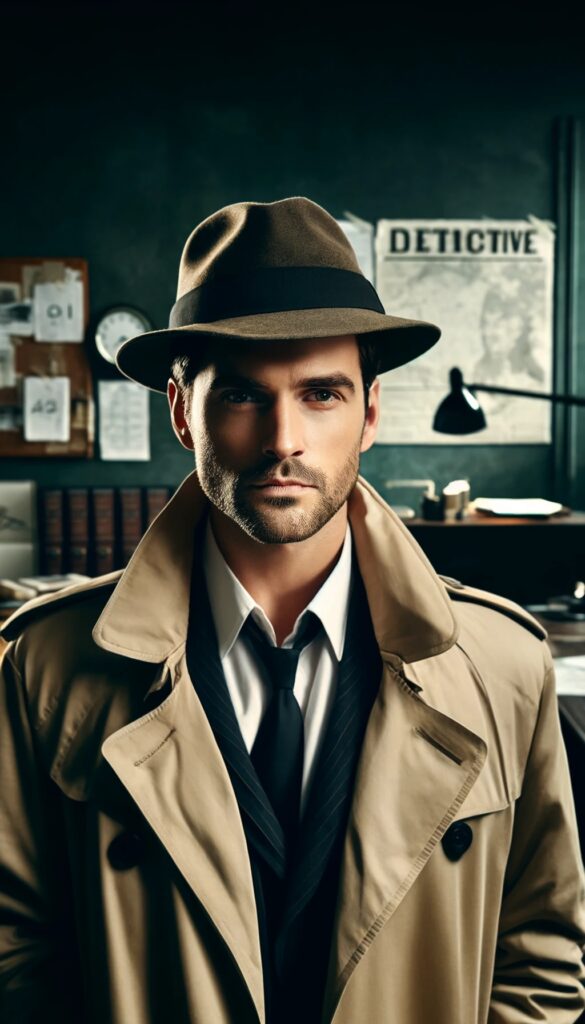 A sharp-eyed, intelligent man in his early fifties with a keen sense for detail. He often wears a trench coat over smart casual attire, giving him a timeless detective look.