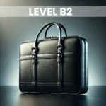 Black leather briefcase symbolizing professional English skills at Level B2