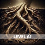 Illustration of strong tree roots symbolizing Level A1 beginner English foundation