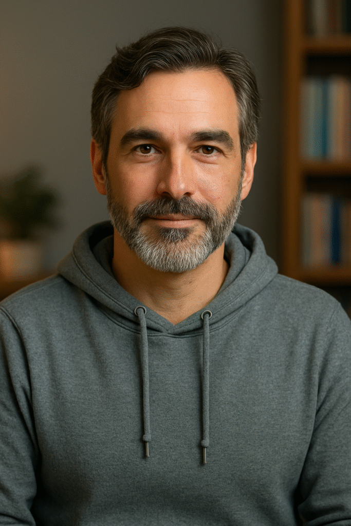 Retrato profesional de Lex, profesor de inglés intermedio en Infinite English Solutions, en un entorno académico moderno. Enseña a estudiantes que buscan fortalecer su gramática, vocabulario y fluidez en situaciones reales.